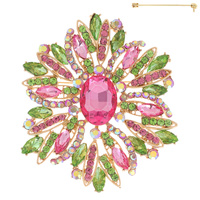 CRYSTAL RHINESTONE VINE CLUSTER BROOCH PIN